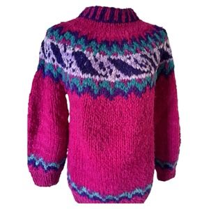 Elegant Passage Wool Sweater Heavyweight Hand Made Small? Purple Ecuador
